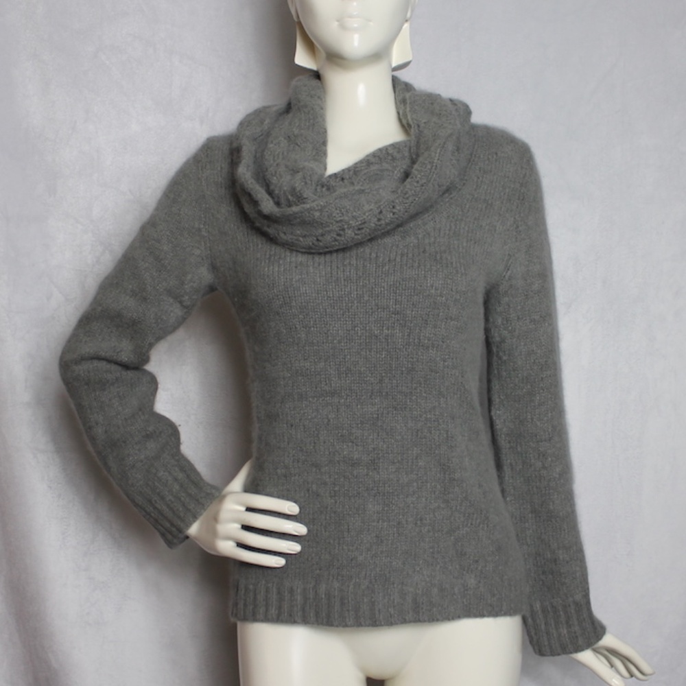 Cowl Neck Knit Angora and Wool Blend Sweater